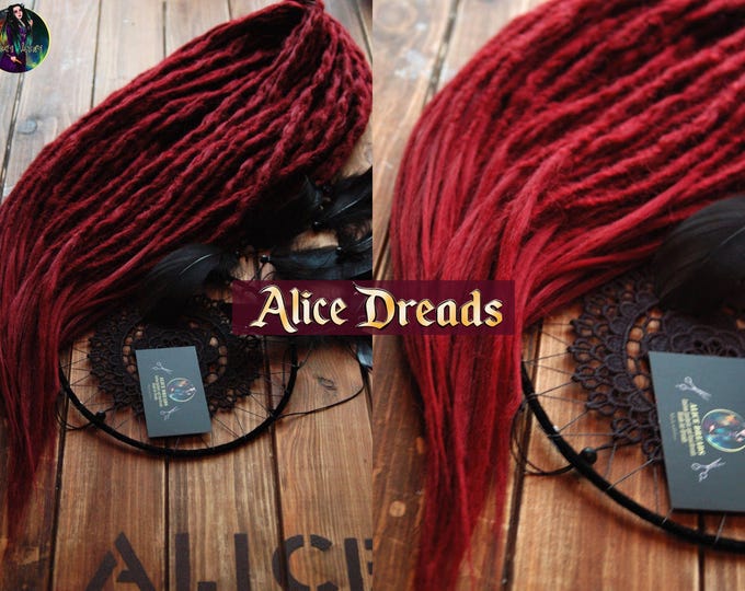 Burgundy Crochet DE/SE Dreads: Synthetic Dreadlocks extensions with Loose Tips