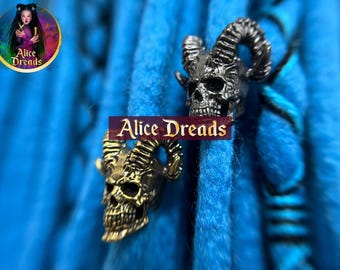 Bronze Skull Dreadlock metal Bead: Horned Braid Accessory
