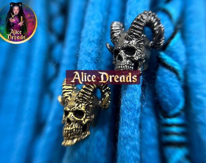 Bronze Skull Dreadlock metal Bead: Horned Braid Accessory