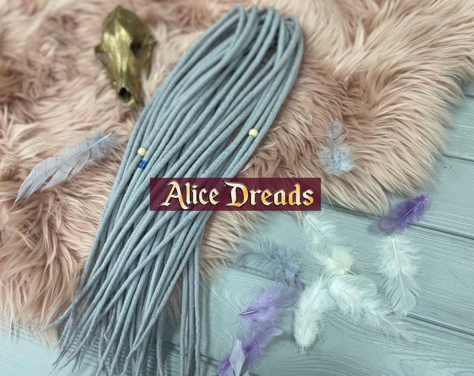 Deadlock extensions Double ended dreads Wool DE dreadlocks Silver gray platinum dreads set