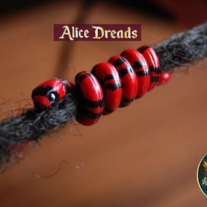 Alice Dreads Spiral dreadlock extensions hair beads Red Snake Bead by AliceDreads