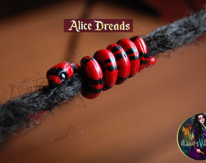 Alice Dreads Spiral dreadlock extensions hair beads Red Snake Bead by AliceDreads