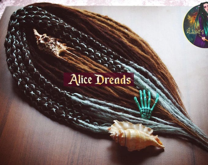 Hair extensions DE dreadlocks Set of crochet double ended dreads natural look brown color