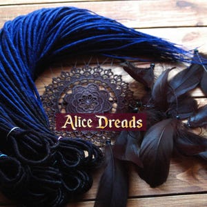 Extensiones de rastas de color azul oscuro, juego completo, extensiones de rastas negras de color azul oscuro, rastas de AliceDreads