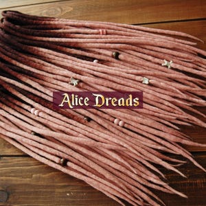 Set of wool DE dreads &quot;Victorian Rose&quot; dark brown to pastel pink double ended dreadlocks by Alice Dreads