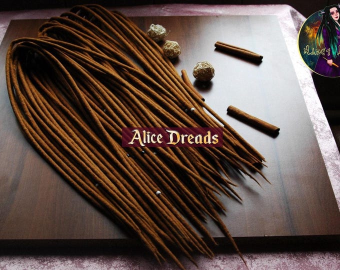 Alice Dreads Three brown wool dreadlock extensions DE dreads set by AliceDreads