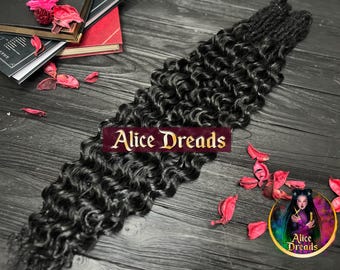 Black Curly Synthetic Dreads: Wavy Hair Extensions, Double Ended