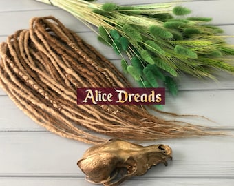 Honey Blonde Synthetic Dreadlocks Set: Handmade Hair Extensions