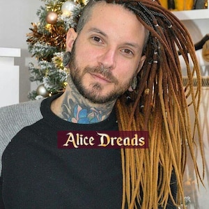 Juego de rastas de lana ombré marrón de doble punta, rastas DE de aspecto natural