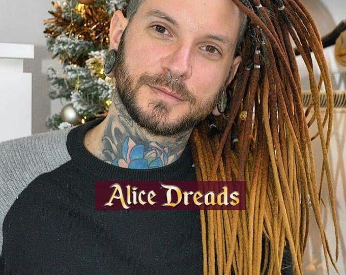 Set of brown ombre wool dreads double ended DE dreadlocks natural look dread locks