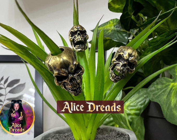 Skull metal bead for dreads bronze bead Dreadlock beads Paracord Braided Lanyard Pendant Accessories