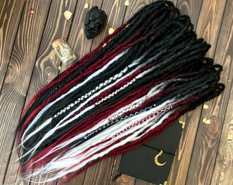 Full set of black long crochet synthetic double ended DE dreads natural dreadlocks full head hair extensions