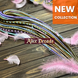 Marshmallow Synthetic Dreads: Pastel Blonde, Pink, mint and Blue thin twisted Hair Extensions