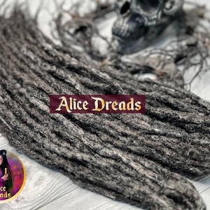 Full set of &quot;Pepper and salt&quot; crochet synthetic double ended DE dreads black silver gray grey natural dreadlocks full head hair extensions