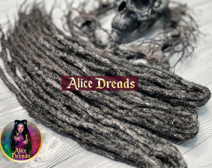 Crochet Synthetic Dreadlocks: Black & Silver Gray Double-Ended Extensions