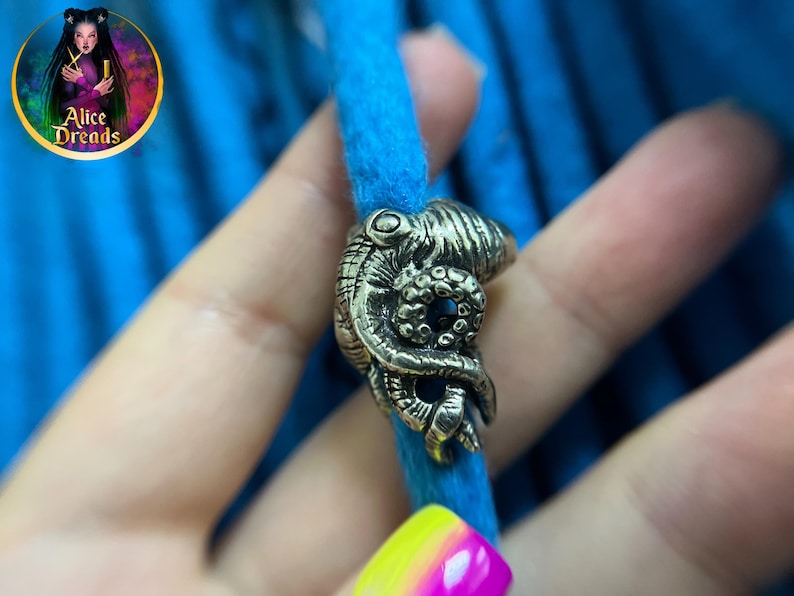 Metal bead for dreads octopus Dreadlock beads Braided Lanyard Pendant Octopus tentacles Accessories image 4