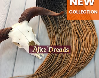 Ombre Thin Twisted Dreadlock Extensions: Black to Honey Blonde DE Synthetic Dreads