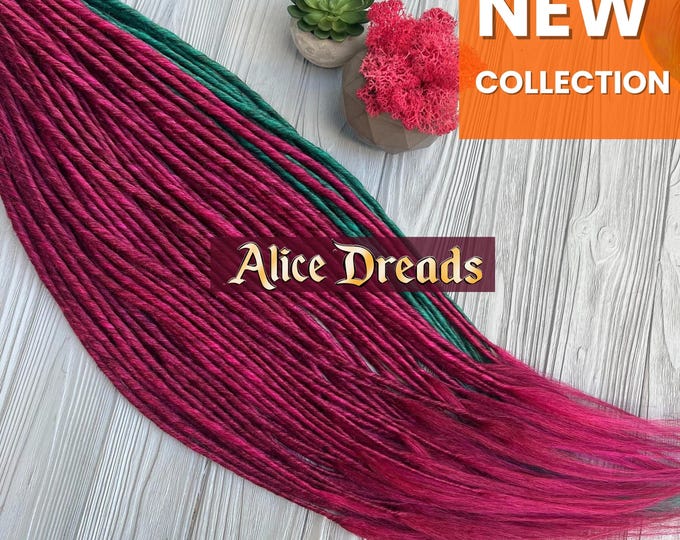 Fuxia Synthetic Dreadlock Extensions: Pink, Teal, Burgundy, Peacock, Dark green, Dreads