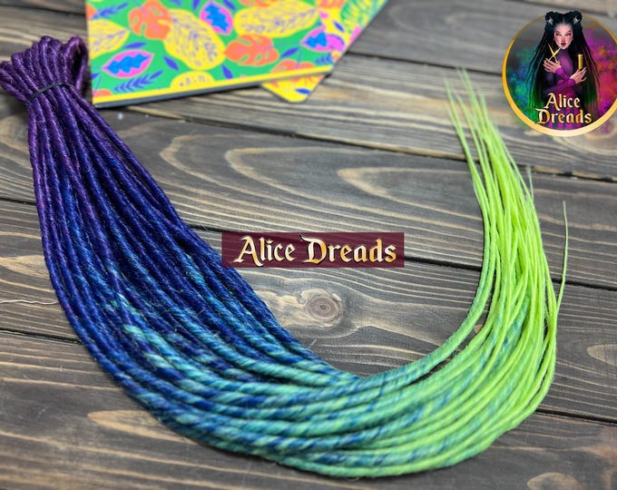 Northern Lights Ombre Synthetic Dreads: Purple, Blue, Green, yellow, lime Extensions