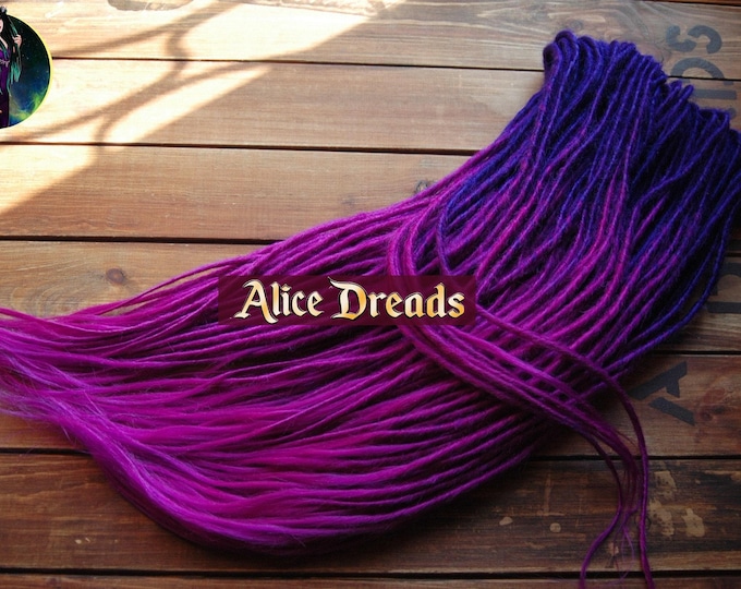 Full set ombre DE dreads dark blue & fuxia hair accessories extensions double ended dreadlocks