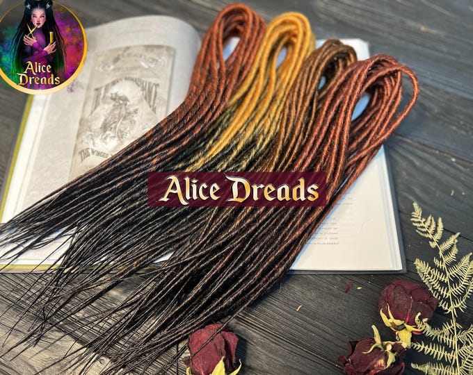Auburn Ombre Synthetic Dreads, Thin DE Dreads, Kanekalon Hair Extensions, Boho Festival Style