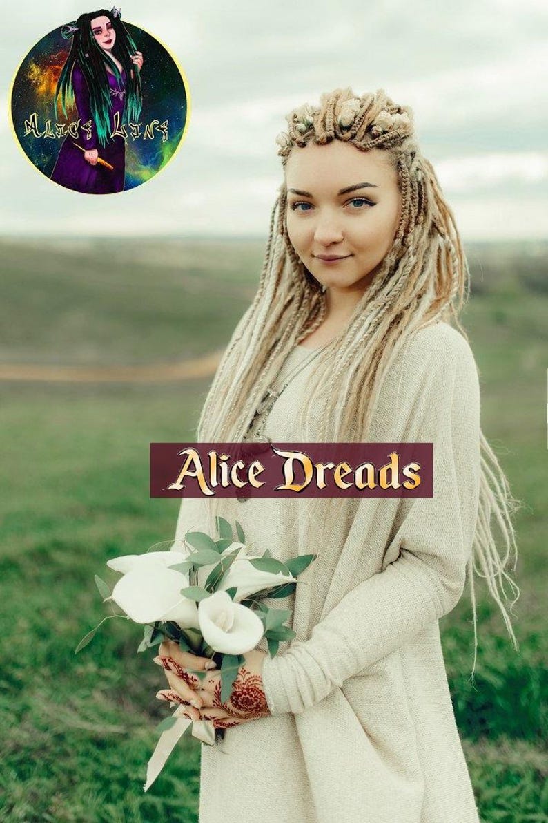 Synthetic dreadlock extensions blond crochet and senegalese colors, length:  17,7-19,6, 21,6-23,6 and 100 inches, double-ended or single-ended dreads by Alice Dreads