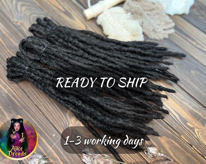 Crochet Synthetic Dreads: Natural Black Blunt-End Dreadlocks Hair Extensions (45-50 cm)