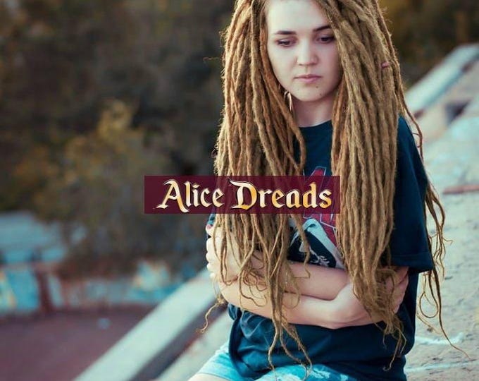 Dark Blonde Boho Crocheted Synthetic Dreadlocks, Natural Dreads (Beige)
