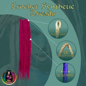 Synthetic dreads, Hair extensions, Double ended dread, Ombre de dread, Synthetic dread set, Crochet deadlock extensions, Purple dreadlocks image 2