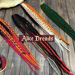 Wool Dreads on Clip: Boho Chic Hair Accessories green orange black brown natural look