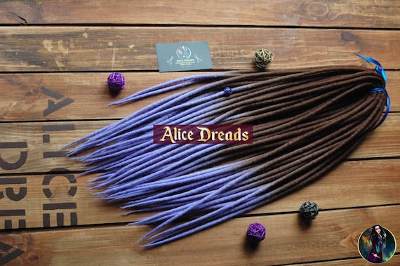Wool Dreadlock Extensions: Brown Purple Blue Double Single Ended Dreads