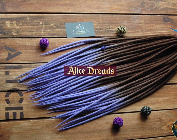 Wool Dreadlock Extensions: Brown Purple Blue Double Single Ended Dreads