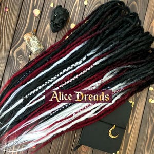 Crochet synthetic dreads ombre black white, burgundy Long Synthetic Double Dreadlocks DE Natural look Dreads Hair Extensions for Full Head