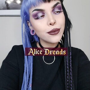 Dreads Set of wool dreadlock extensions DE wrapped double ended dreadlocks black purple lavender by Alice Dreads