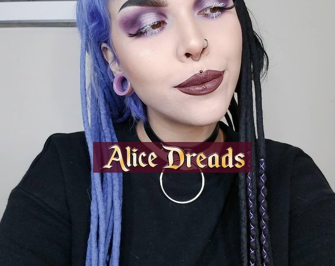 Wool Dreadlock Extensions: Black, Purple, Lavender DE/SE Dreads Set
