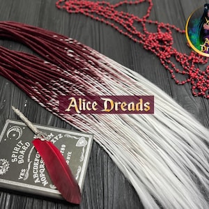 Thin synthetic dreads burgundy to white with loose ends double ended or single ended ombre dreadlocks dark red to snow white locks