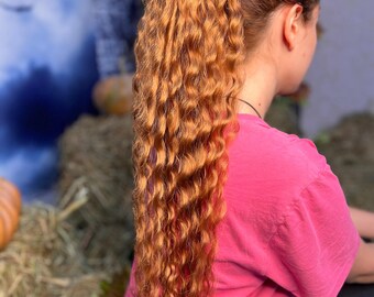 Ginger Curly Ponytail Extension: Auburn Red Hair Falls on  display picture 1
