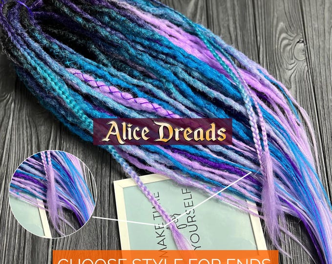 Ombre Synthetic Dreads: Black to purple, azure, pink Crochet Double Ended Hair Extensions