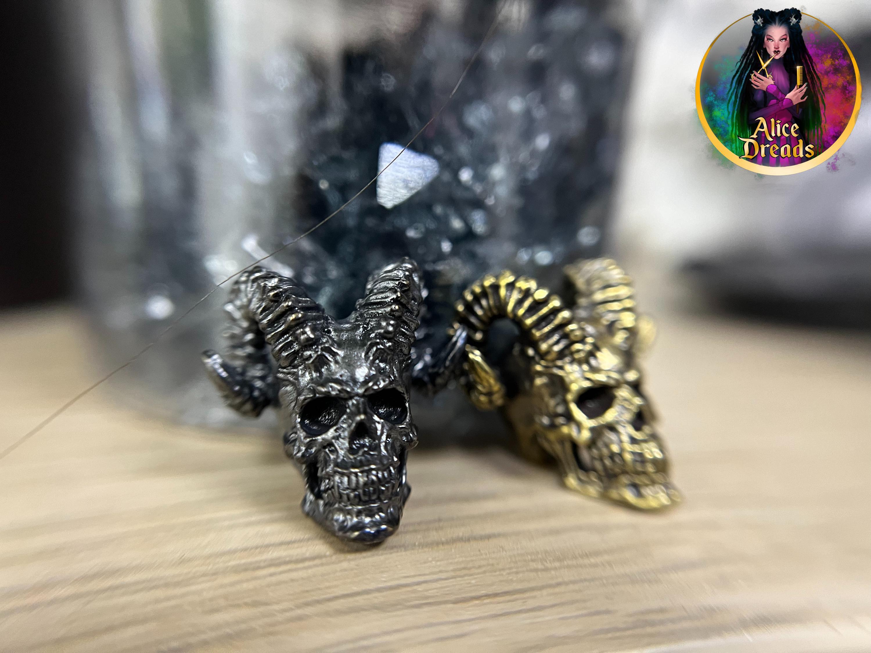 Bronze Skull Dreadlock Metal Bead: Horned Braid Accessory - Etsy