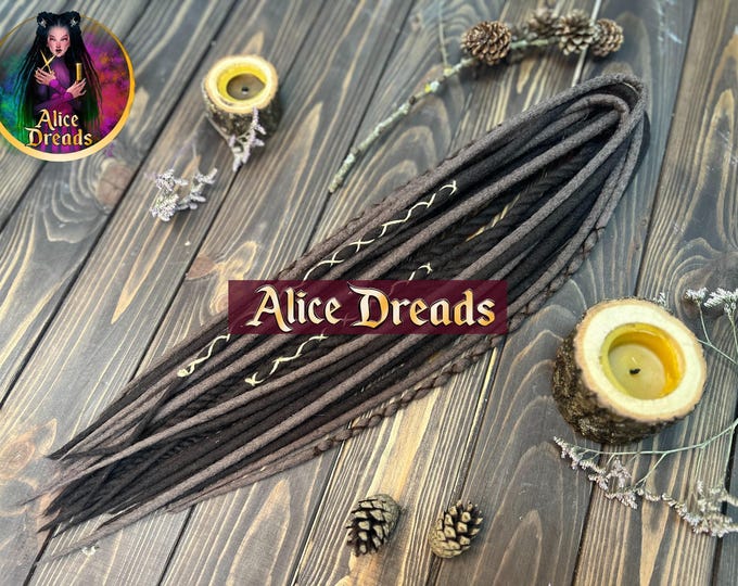 Wool Dreads Set: Espresso Dark Brown & Gray espresso Hair Extensions