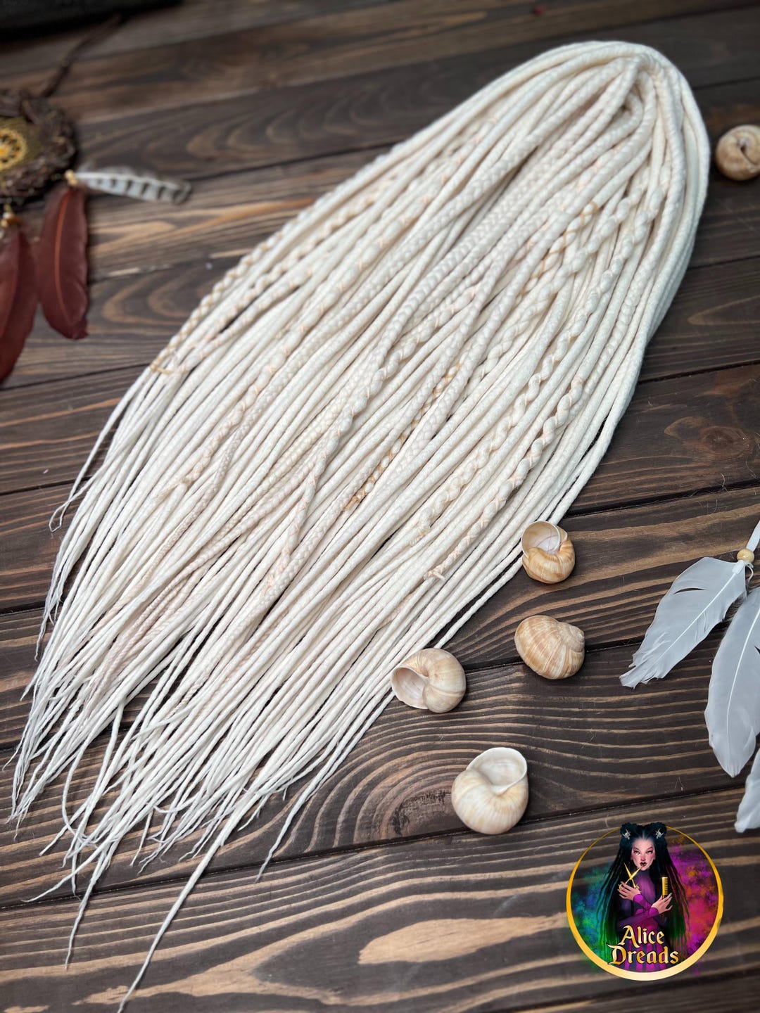 White Wool Dreads With Braids: Blonde Accents, Single or Double Ended ...