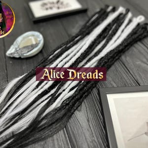 Full head dreadlock extensions set of Black Silver Gray long crochet synthetic dreads with wispy ends