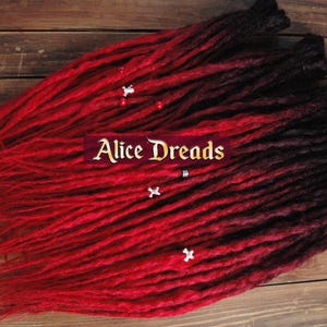 Custom Natural-Looking Synthetic Double-Ended Dreads, Accent Dreads in Black to Red Ombre