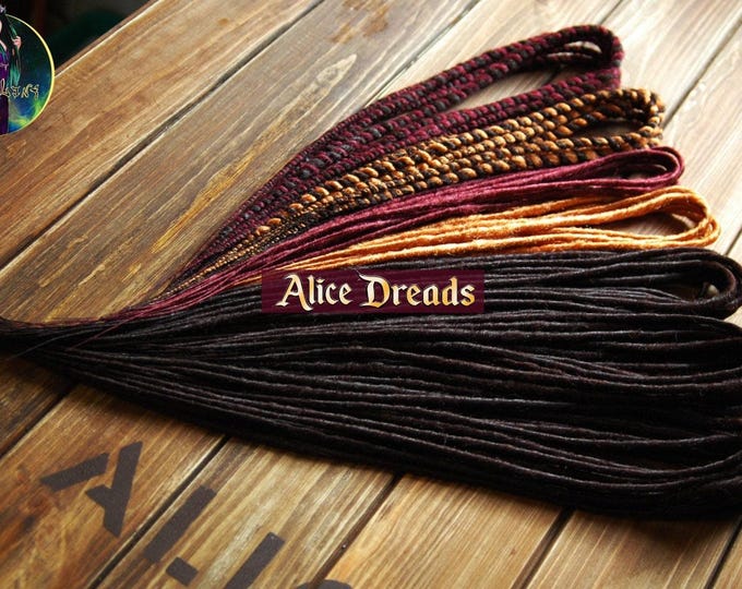 Thin Synthetic Dreads: Ginger, Auburn, Black, Burgundy DE/SE Dreadlocks