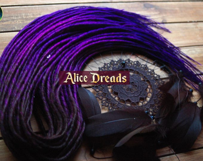 Ombre Synthetic Dreads: Black to Purple to Blue Thin Hair Extensions