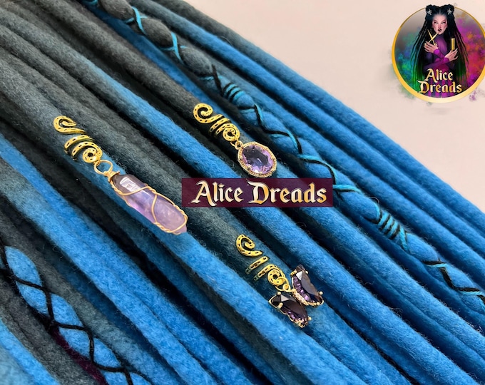 Three dread accessories, Bead for dreads, Hair beads, Dreadlock Beads, purple amethyst crystal butterfly