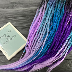 Synthetic dreads, Hair extensions, Double ended dread, Ombre de dread, Synthetic dread set, Crochet deadlock extensions, Purple dreadlocks image 4
