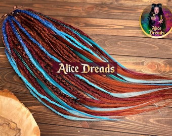 Crochet Synthetic Dreads: Ginger, Blue, Burgundy, Red - Double Ended DE Dreadlocks