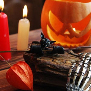 Bat Dreadlock Bead: Halloween Dread Extension, Polymer Clay image 4