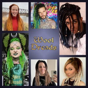 Wool Dreads Extensions: Brown Burgundy White Ombre Braids with wrapped accents image 11